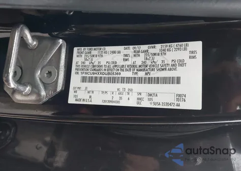 2013 Ford Escape Sel from USA, damaged, VIN 1FMCU9HXXDUB05369